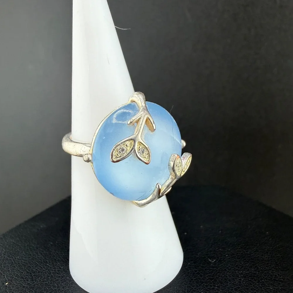 Vintage Lucite Cocktail Ring Silver Tone Size 6